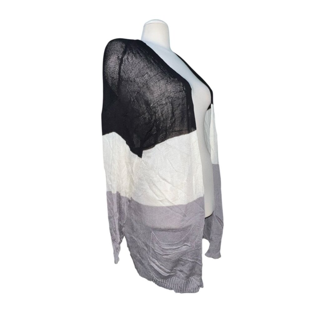 BloomChic Open Front Lightweight Color Block Cardigan Sz 12 (Large) Womens Pocke - Picture 10 of 11